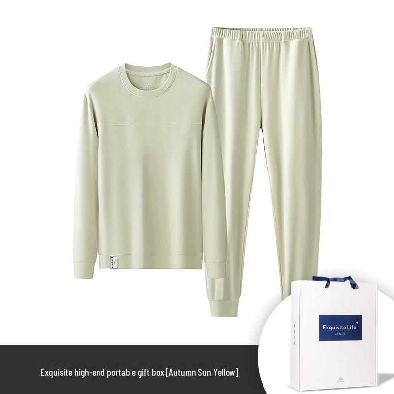 

Мягкий и теплый женский пижамный комплект из бархата Tencel - однотонный, с круглым вырезом, можно носить как верхнюю одежду на осень/зиму L