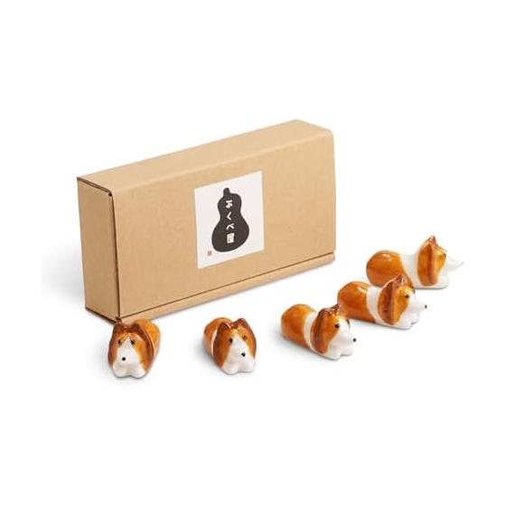 Cute Ceramic Shetland Sheepdog (Sheltie) Chopstick Rests - Set of 5