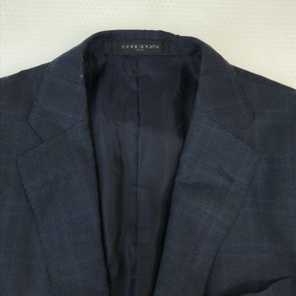 HILTON TIME GUABELLO Italian Fabric Tailored Blazer Men’s L Navy Check(USED)
