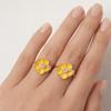 Dripping Oil Enamel Finger Ring Camellia Flower French Irregular Ring Flower Ring  Women