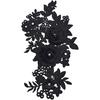 1 Pair Lace Flower Applique Beaded Rhinestones Sew On Embroidered Patches Applique Décor for Wedding Dress DIY Sewing Craft Decoration, Black 9.2 x