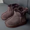 Neue Winter Kinder Schneestiefel Echtes Leder Mädchen Stiefel Warmes Plüsch Jungen Schuhe Mode Kinderstiefel Baby Kleinkind Schuhe