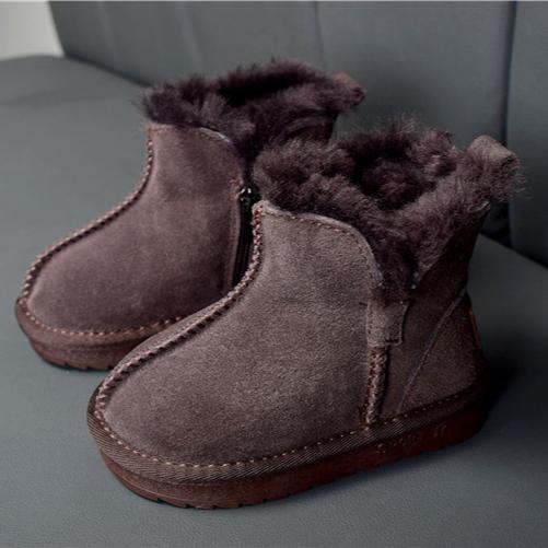 Nové zimní dětské sněhule Pravá kůže Dívčí boty Teplý plyš Chlapecké boty Módní dětské boty Dětské batolecí boty