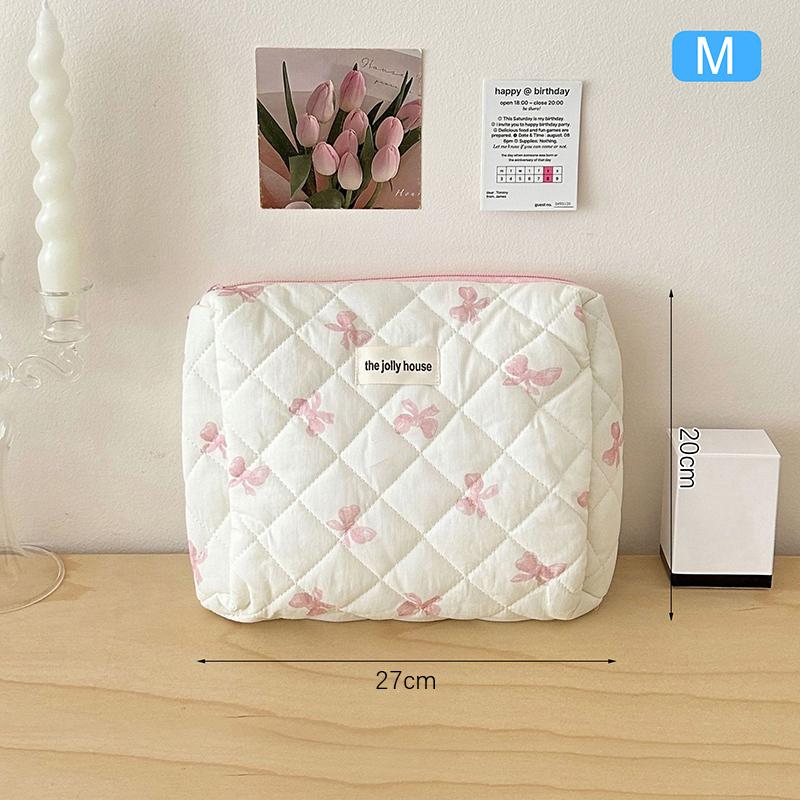 S/M/L Cute Bow Makeup Bag Women Travel Cosmetic Bag Large Cosmetic Holder Case Portable Cosmetic Pouch Toiletry Bag