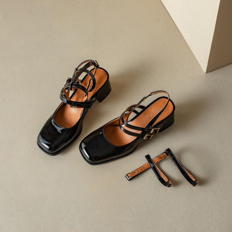 Женские туфли-гладиаторы из лакированной кожи Туфли Мэри Джейн с несколькими пряжками на пятке на пятке Серебряные туфли на толстом каблуке 33