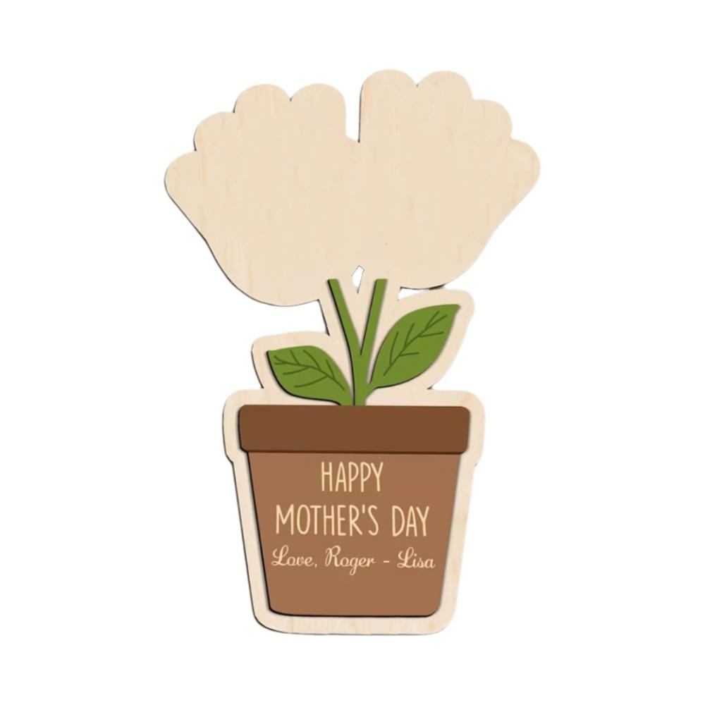 Decoration Mother's Day Plaque Hand Painted Wooden Flower Craft Kids DIY Painting