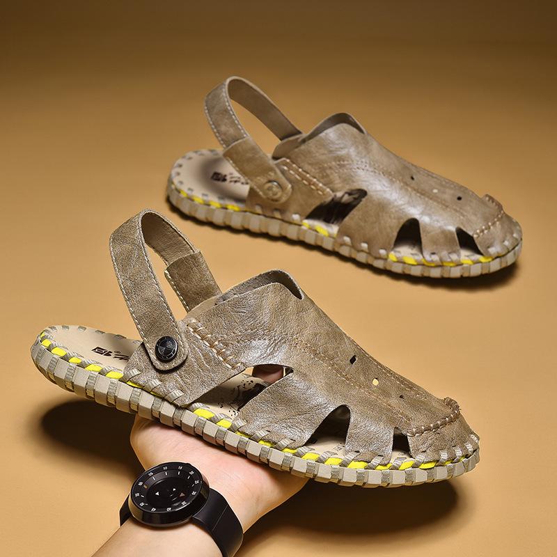 Men s Cross-Strap Breathable Closed-Toe Summer Sandals for Outdoor and Beach 45