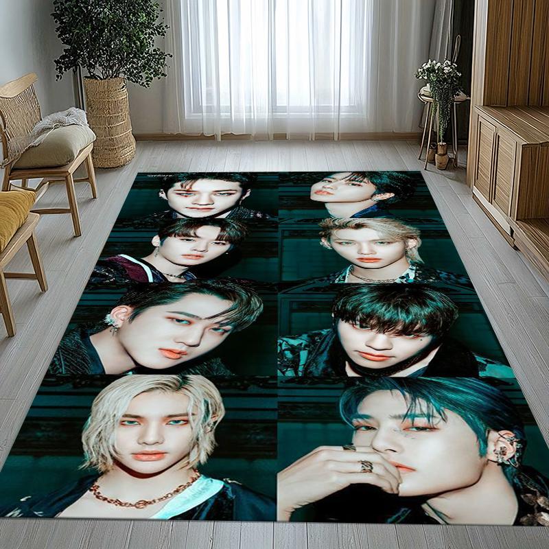 HD Stray Kids Kpop Star Living Room Non-Slip Area Rug Soft Carpet for Bedroom Kids Playroom Sofa,Home Decor Doormat Gift