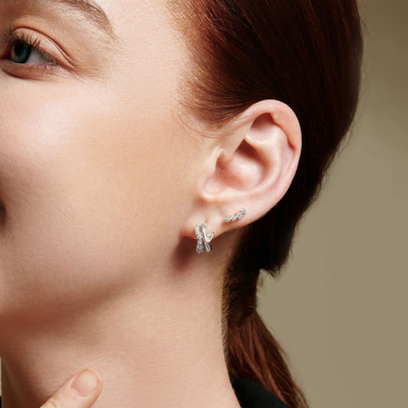 ANIA HAIE Sparkle Earclimber 925 Silver Stud Earrings E056-02H