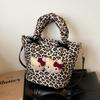 New retro leopard print bag cute shoulder messenger bag women's casual cartoon shoulder bag tote bag women's bag