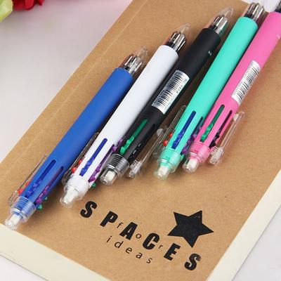 6 In 1 Multicolor Ballpoint Pen Include 5 Colors Ball Pen 1 Automatic Pencil Top Eraser for Marking Writing Office School Supply