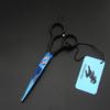 Freelander, manico blu nero, forbici per capelli, forbici piatte, forbici dentate, forbici sottili 5,5 pollici
