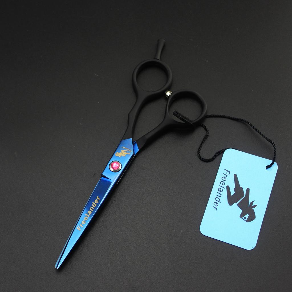 Freelander, manico blu nero, forbici per capelli, forbici piatte, forbici dentate, forbici sottili 5,5 pollici