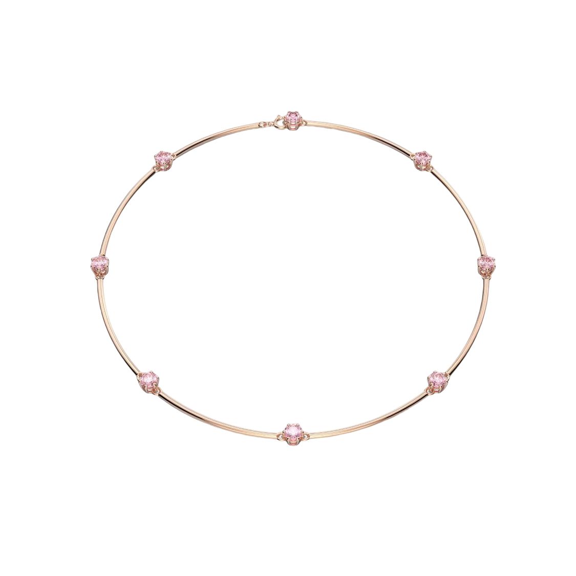 Swarovski Constella Round Cut Pink Rose Gold Plated Cubic Zirconia Necklace Women necklace 5640281
