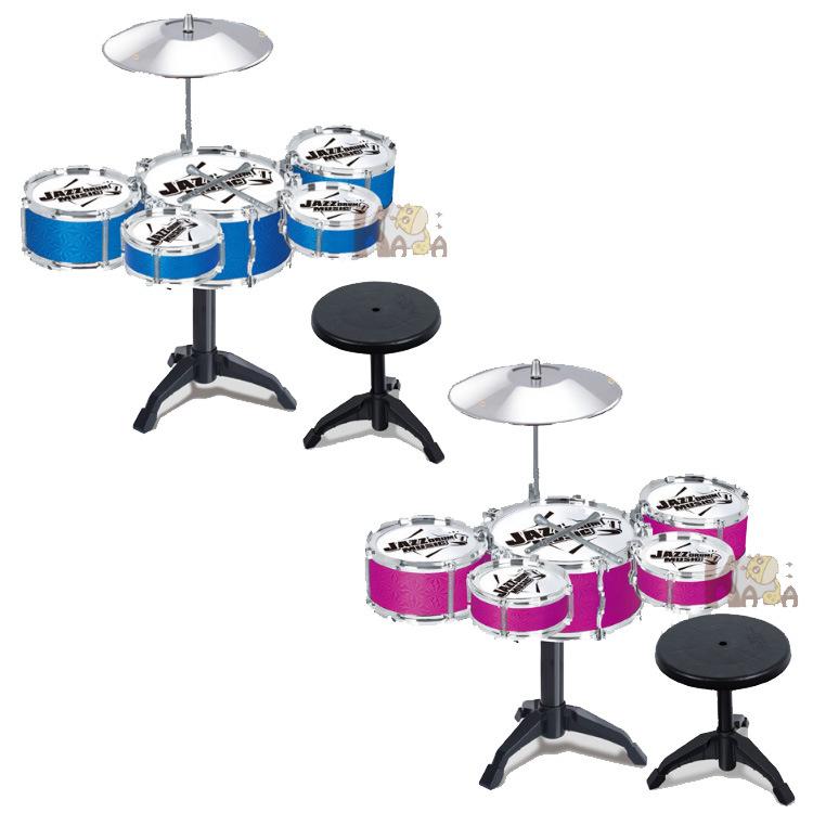 1193 Simulation Large 5 Drum Jazz Drum Stool Baby Children Drum Suit Percussion Toy