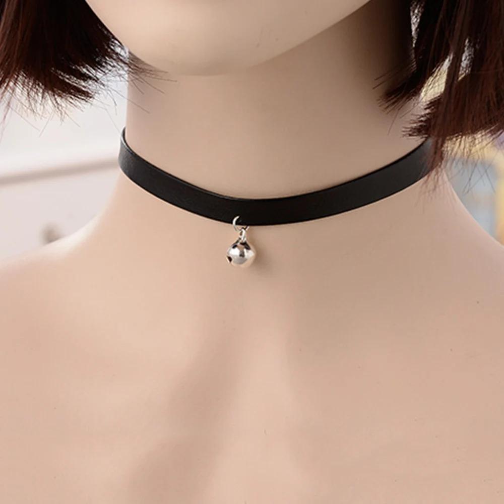 

Gothic Punk Neck Jewelry Handmade Black Choker For Women Round Bead Necklace Short Torques білий