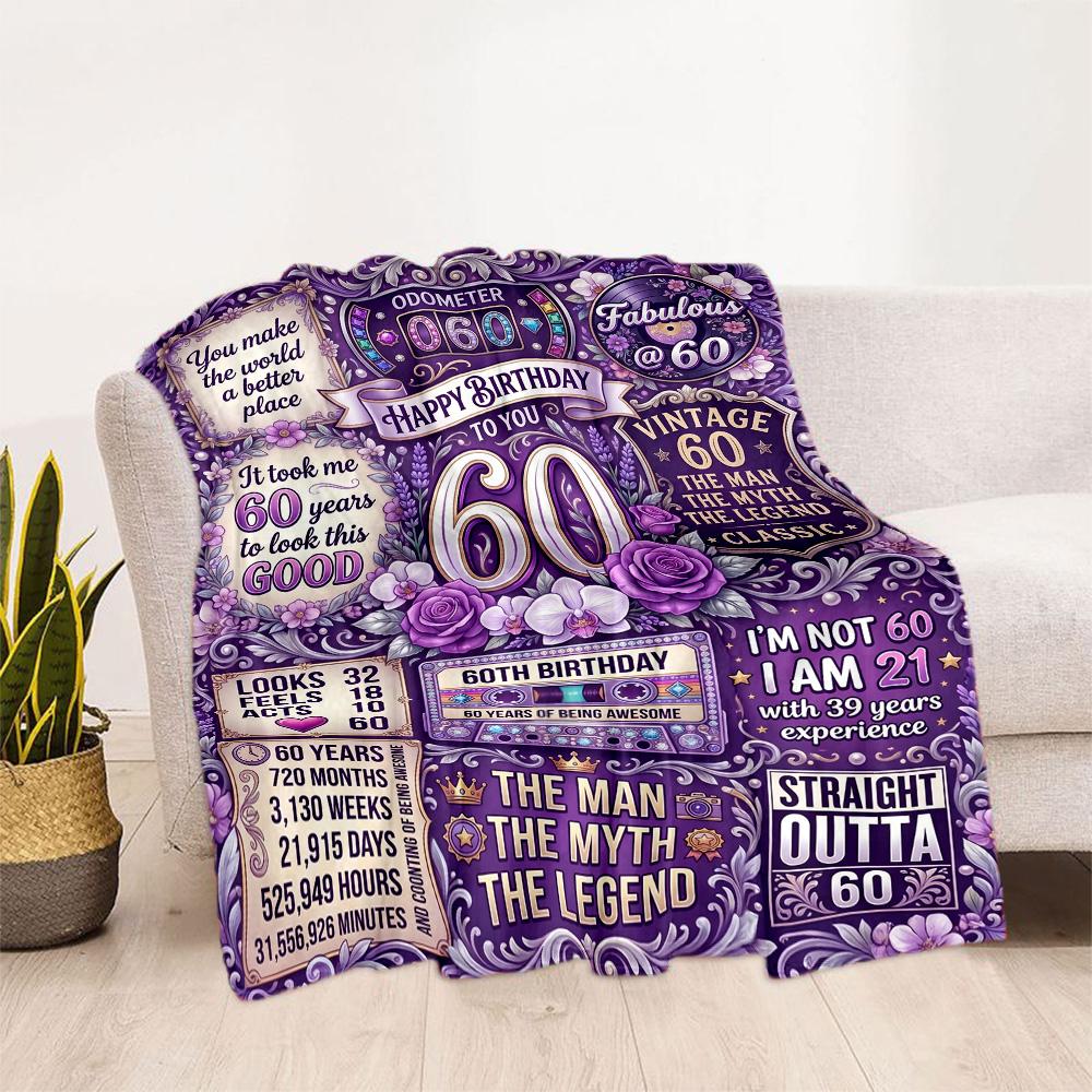 Happy 60th Birthday Celebration Blanket Ultra-Soft Great for Seaside Office Bed All-Season Use Warmthful Decor