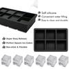 Ice Cube Tray Silicone Ice Mold Large Ice Cube Mold Square Ice Cube Maker Ice Cube Tray 4/6/8 Grid for Whiskey Cocktail Ice Mold