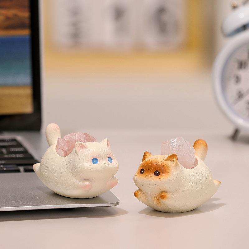 Cat Yo Yo Le Crystal Ornament Home Desk Decoration Gift New Creative Resin Cartoon Cute Gift
