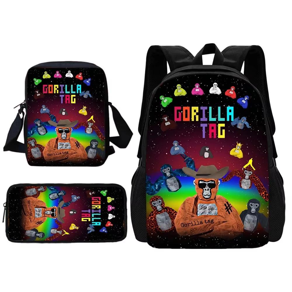 Etichetta Gorilla Cool Novità Cartone Animato Zaino Scolastico per Bambini Con Borsa a Spalla Astucci Zaini Scolastici per Ragazzi Ragazze Miglior Regalo