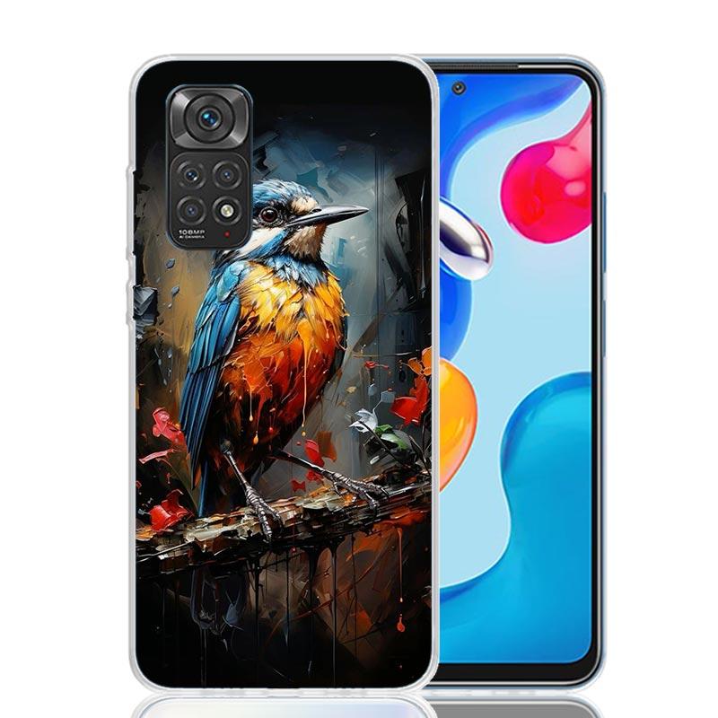 Animal Oil Painting Bird Phone Case For Xiaomi Redmi Note 15 14 13 12S 12 Pro Plus 11S 11E 11 11T 10S 10 Art Soft Pattern Cover