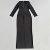 Elegant European & American Rhinestone Beaded Long-Sleeve Slim Fit Party Dress