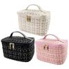 Large Capacity Plaid Cosmetic Bag Korean Tweed Makeup Organizer Toiletry Bag Women Travel Portable Storage Case