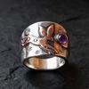 Hot-selling new European and American luxury retro silver-plated purple gemstone animal shape ring