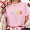 Cruel Summer Retro Groovy Schriftzug Grafik T-Shirt Modern und Trendig Unisex Baumwolle Kurzarm Sommer Lässig Alltag T-Shirt