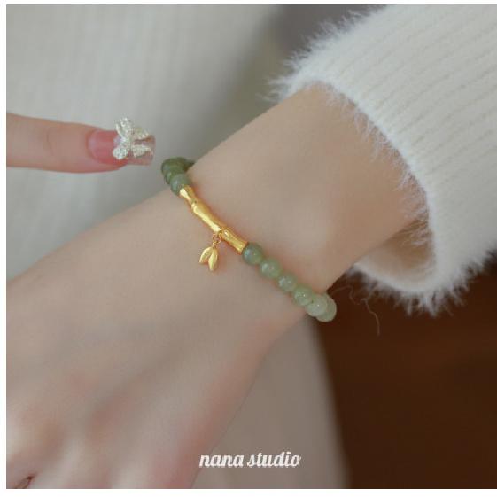 

Rising higher and higher, reaching the shore, natural Hetian jade bamboo knot bracelet, new women s niche design geometric bracelet As main image