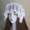 Girl Ruffled Ribbon Headwear Gothic Bows Lace Trim Subculture Headbands Maid Flouncing Veil Hair Ornaments  White