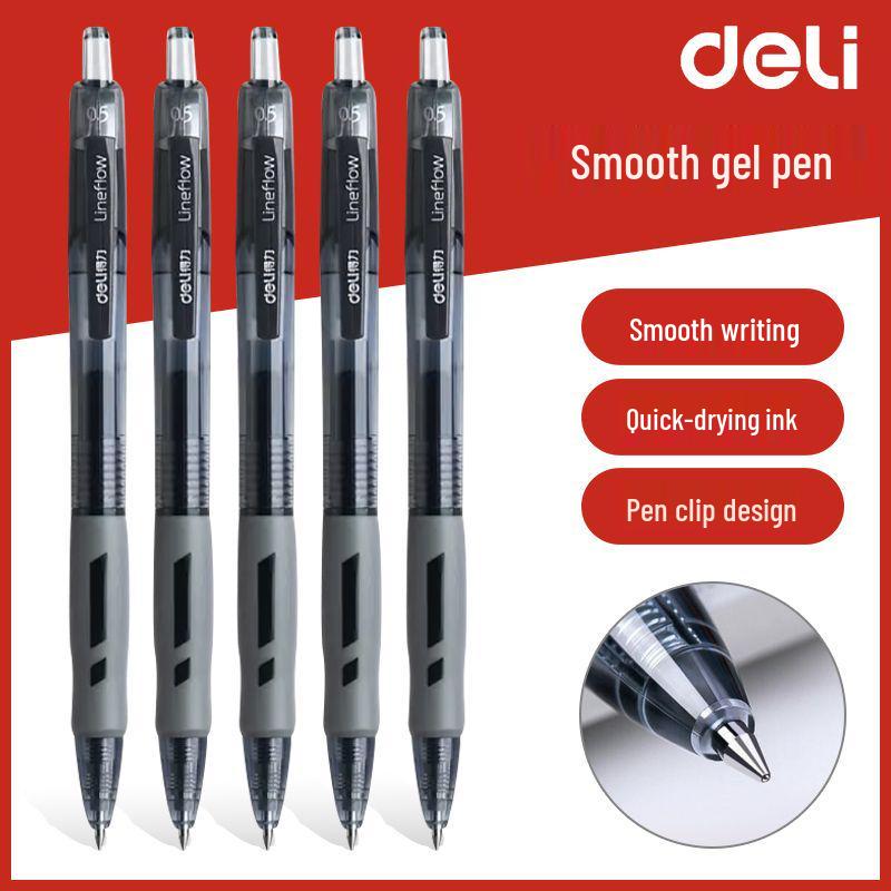 Deli Zhen S08 Black Gel Pen 0.5mm Bullet Tip, Elegant Design for Office & Student Use
