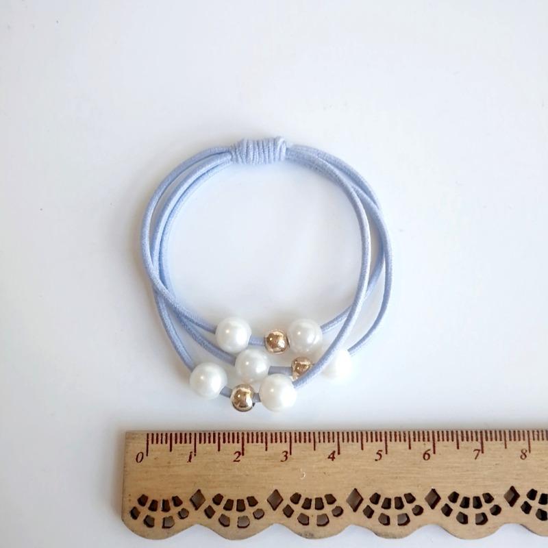 10pcs New Trendy Hair Accessories 3-Line 9-Pearl Elastic Ponytail Holder Popular Elastic Band for Women