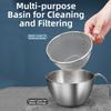 2Pcs/set Fine Mesh Stainless Steel Colander Rust Proof with Handle Mixing Bowl Durable Measuring Scale Food Strainer
