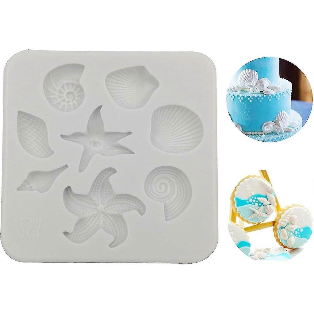 Marine Fondant Silicone Molds, Starfish,conch,seashells Silicone Cake Fondant Baking Molds Chocolate Candy Baking Tool For Wedding Birthday Party Cake