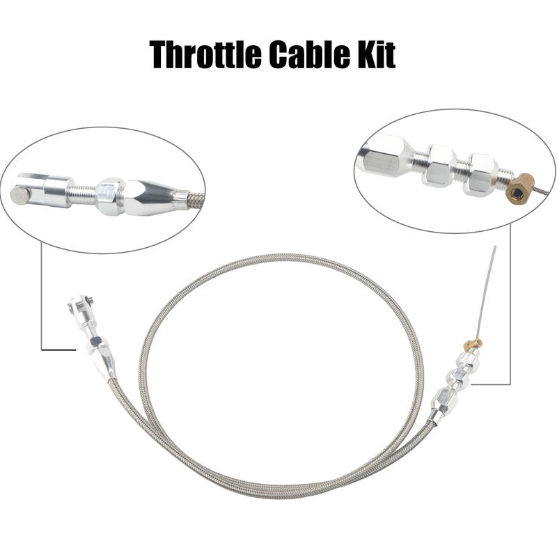 24/36 inch Throttle Gas Cable Kit Stainless Steel Braided For 97-07 Chevrolet/Chevy LS1 Engine 4.8L 5.3L 5.7L 6.0L