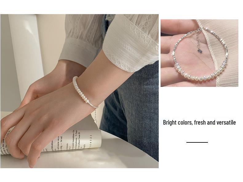 S925 Sterling Silver Natural Pearl Women's Bracelet – Light Luxury High-End Freshwater Pearl Design