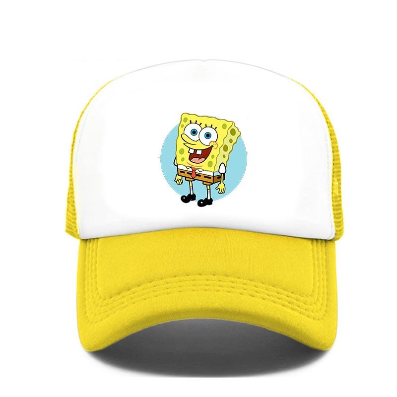 Fashion Cute SpongeBobs Print Baseball Cap Cartoon Men Women Summer Sun Mesh Hat Anime Adjustbale Sunshade Golf Cap Trucker Hat