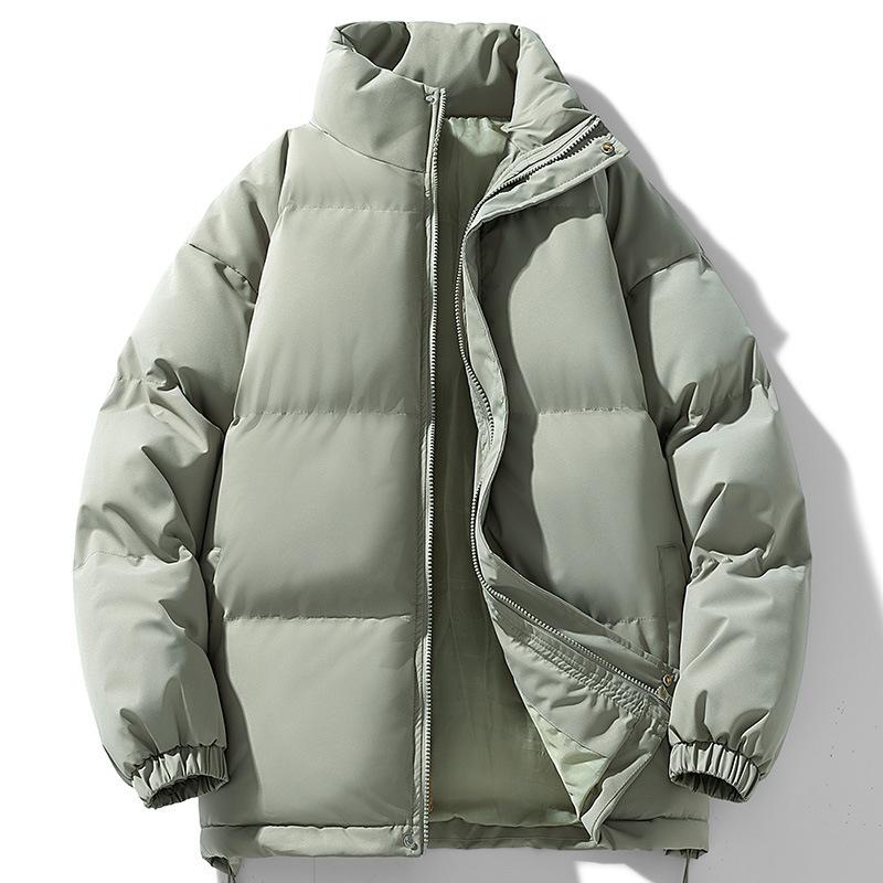 

Winter simple solid color stand-up neck cotton-padded clothes men s tide thickened warm cotton clothes casual versatile couples bag clothes 4XL