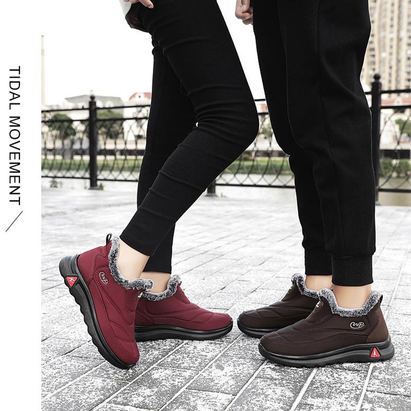 New Winter Ladies Plus Velvet Warm Sneakers Couple's Anti-Slip Comfortable Snow Boots