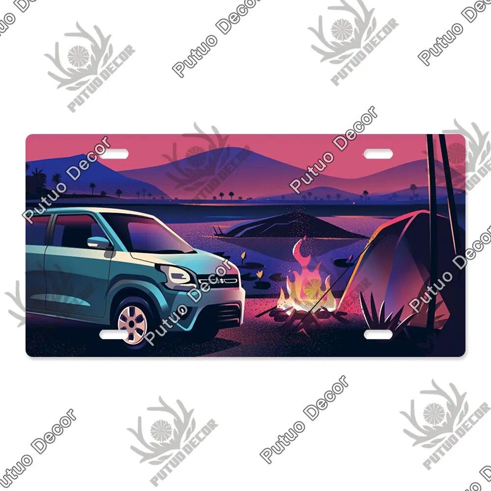 Putuo Decor Ilustrace SPZ Plechová cedule Plaketa Kovová dekorativní deska do auta Dveře do obývacího pokoje Domácí nástěnná dekorace