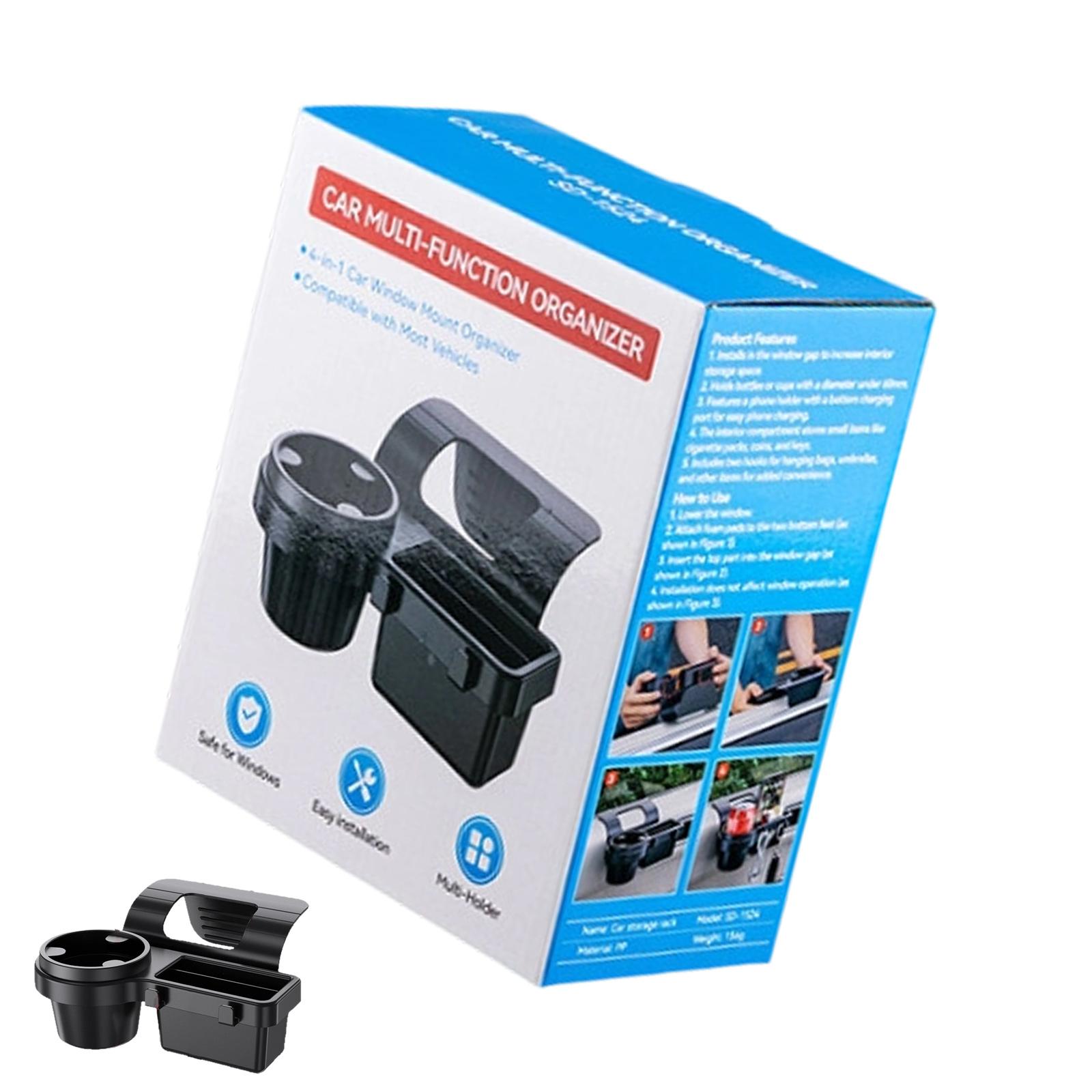 Multifunctional Vehicle Phone Mount Holder ABS Clip On Design Storage Organizers with Cup Holder Easy Installation