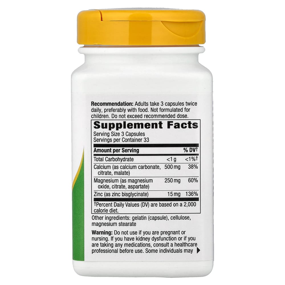 Nature's Way Calcium Magnesium Zinc Mineral Complex, 765mg, 100 Tablets