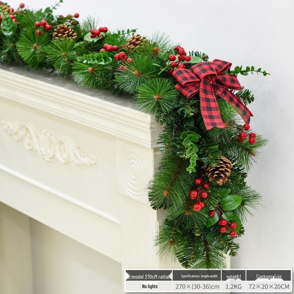 Christmas Glimmer: Garland Set for Tree, Window, and Fireplace with Flocked Leaf Ornaments