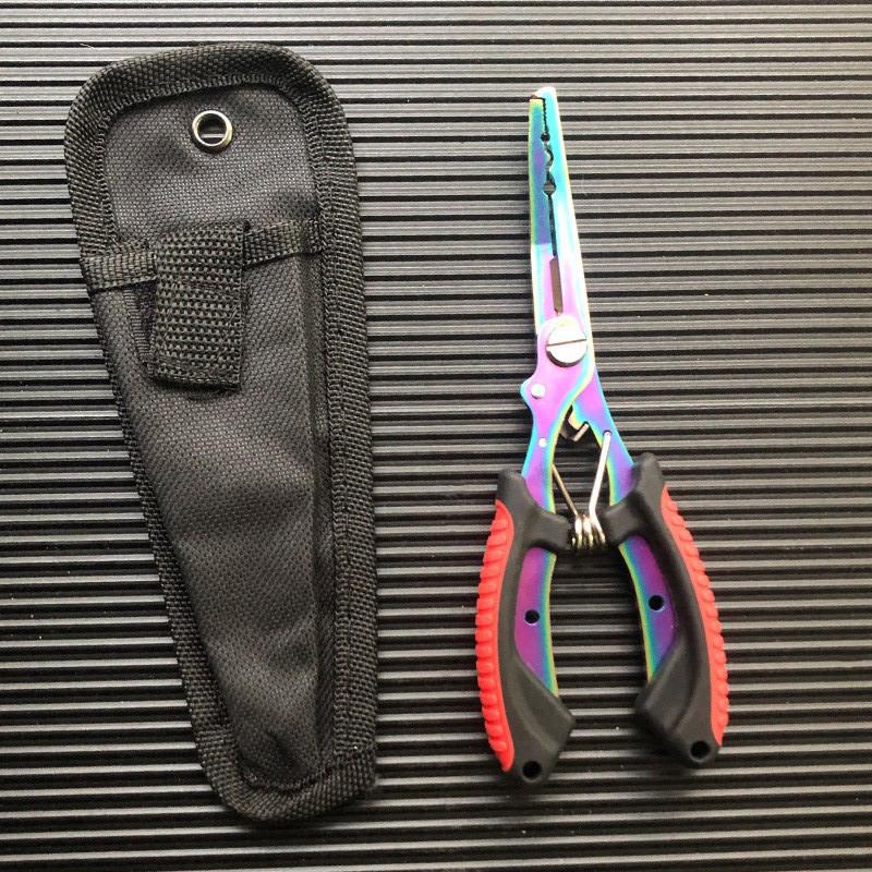 1-Piece Saltwater Fishing Pliers, Stainless Steel Multi-Tool, Curved Jaw with Braid Line Cutter & Split Ring Tip