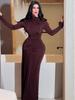 2025 Autumn European & American Women's Waist-Cinching Solid Color Long Dress
