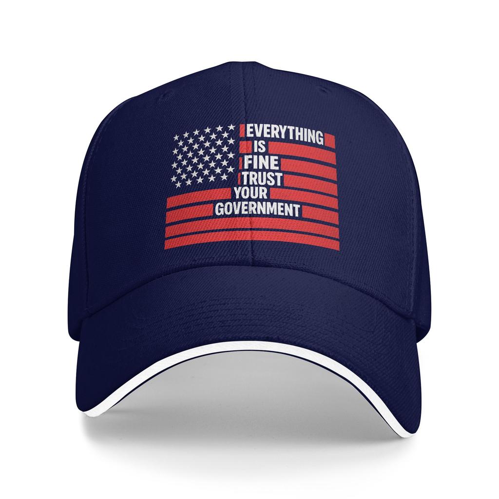Summer Casual Baseball Cap Vintage Everything Is Fine Trust Your Government Flag Meme Kpop Rock Trucker Hat Men Baseball Caps