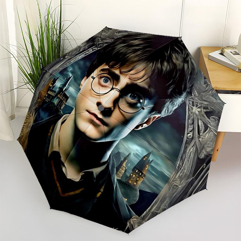 

1pc Hogwarts School Automatic Folding Umbrella - Compact 8-Rib Design, Durable Plastic & Iron, Perfect Gift for Friends & Family, yy250923082