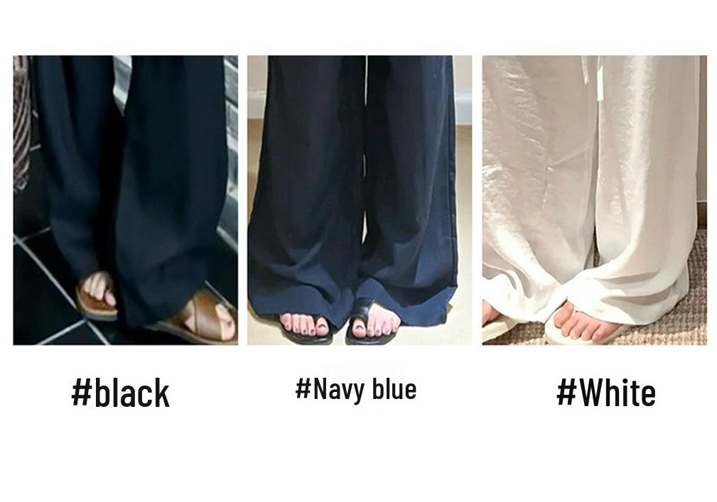 Maternity High-Waisted Wide-Leg Linen Pants – Summer Ice Silk Sun Protection Style