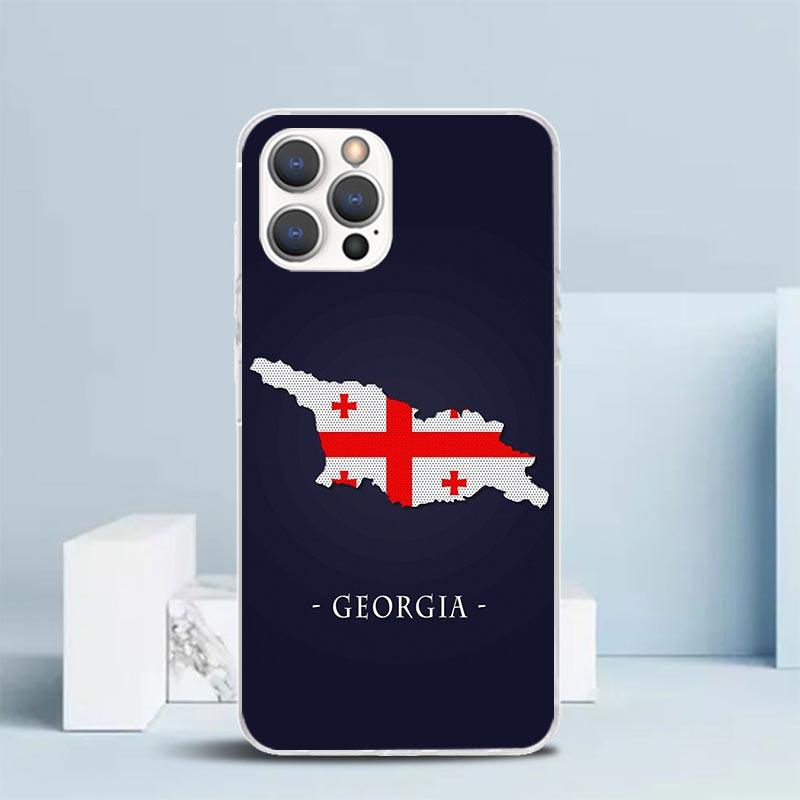 Georgia Flag Phone Case For IPhone 16 17 Air 16E 15 14 Plus 13 Mini 12 11 Pro Max 7 8 + SE 2020 Soft TPU Back Cover 16 17 Air 16